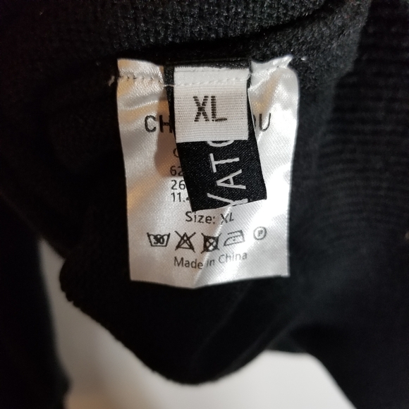 Chouyatou Sweater Women's XL Fringe Black Patterned Knit Pullover Crew Neck - Picture 7 of 7